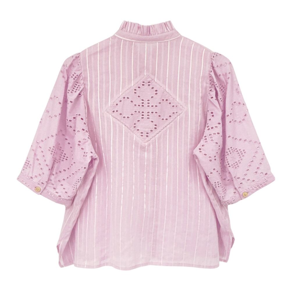 NWOT ALIX of BOHEMIA Winn Lilac Eyelet Shirt - Picture 6 of 12